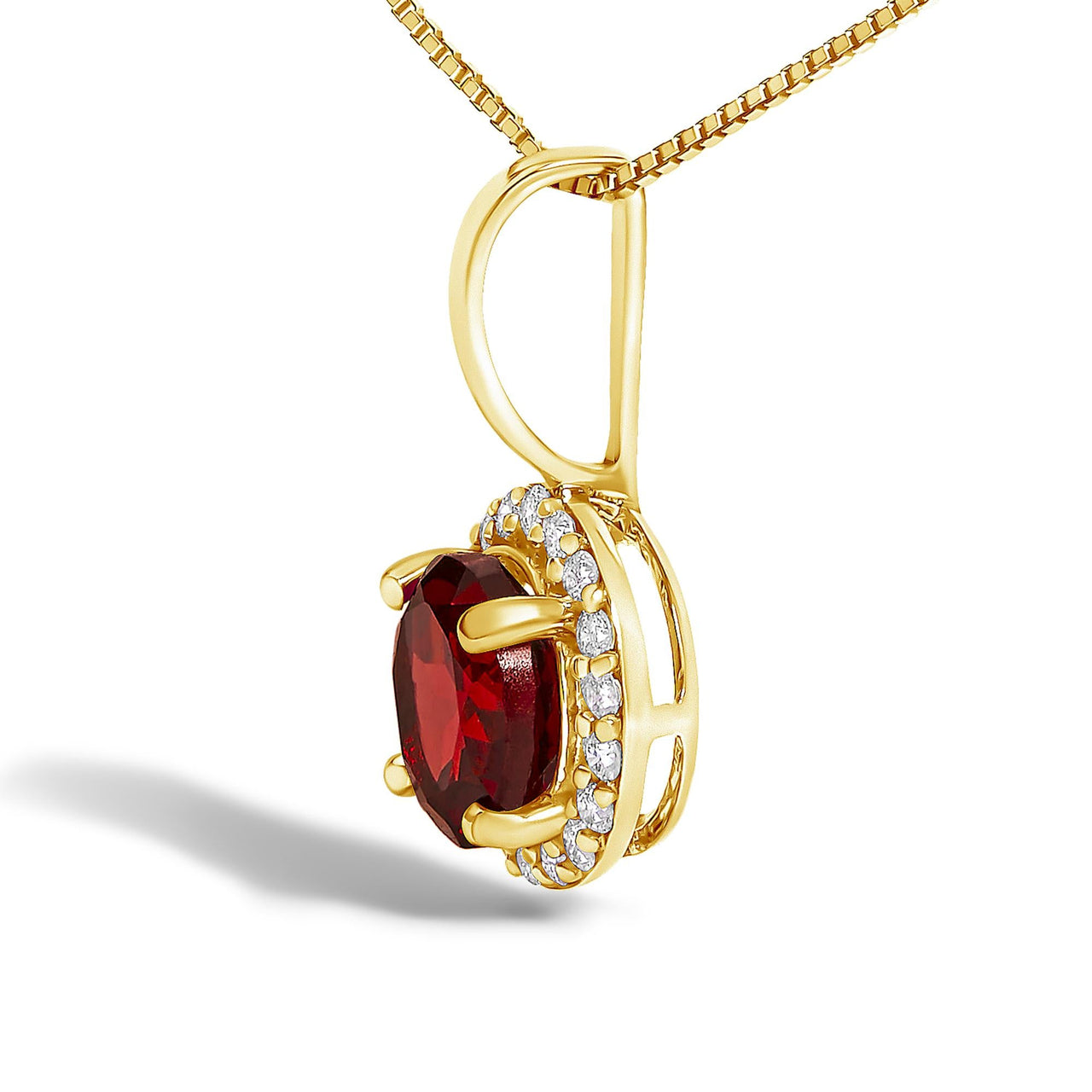 10K Gold Gemstone and 1/10 Cttw Diamond Accent Halo Pendant Necklace