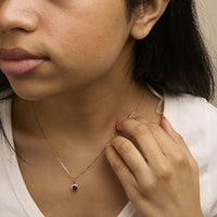 10K Gold Gemstone and 1/10 Cttw Diamond Accent Halo Pendant Necklace