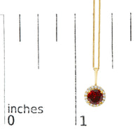 10K Gold Gemstone and 1/10 Cttw Diamond Accent Halo Pendant Necklace