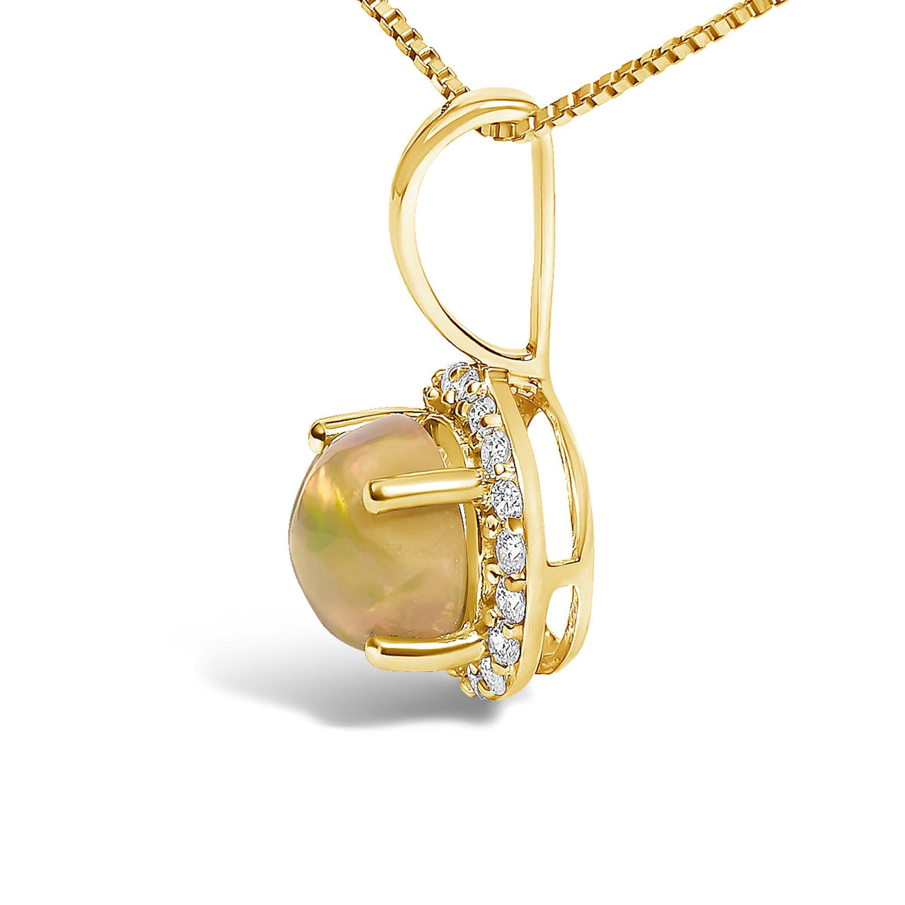 10K Gold Gemstone and 1/10 Cttw Diamond Accent Halo Pendant Necklace