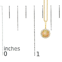 10K Gold Gemstone and 1/10 Cttw Diamond Accent Halo Pendant Necklace