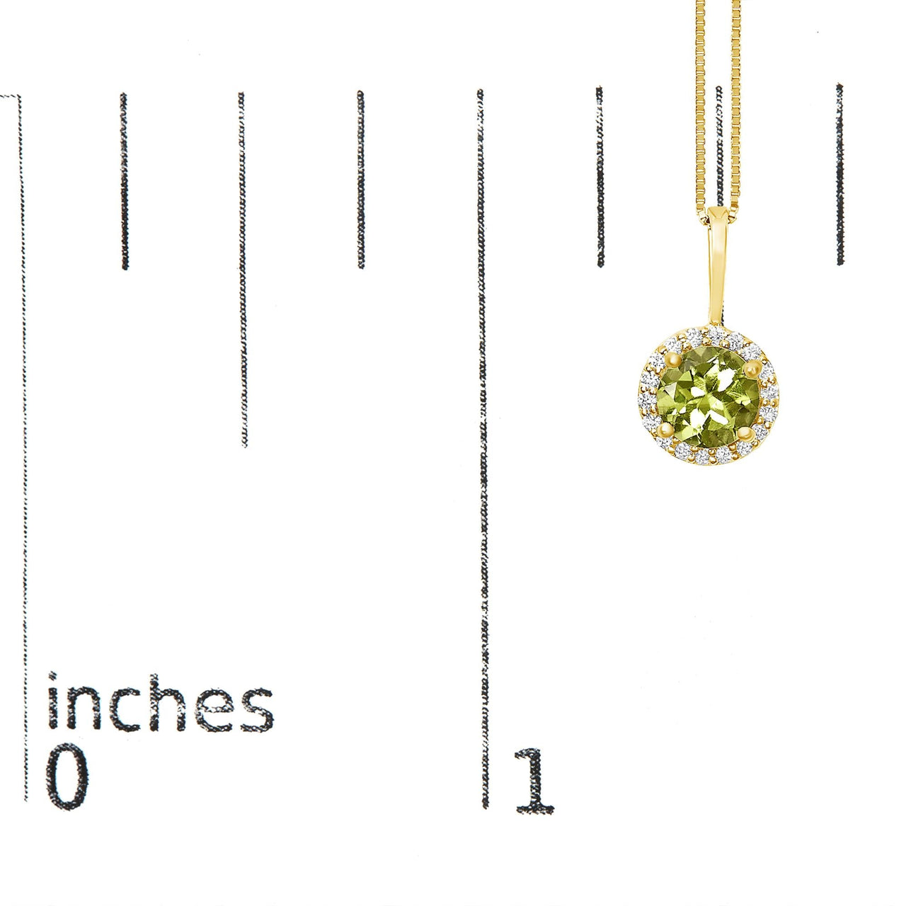10K Gold Gemstone and 1/10 Cttw Diamond Accent Halo Pendant Necklace