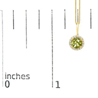 10K Gold Gemstone and 1/10 Cttw Diamond Accent Halo Pendant Necklace