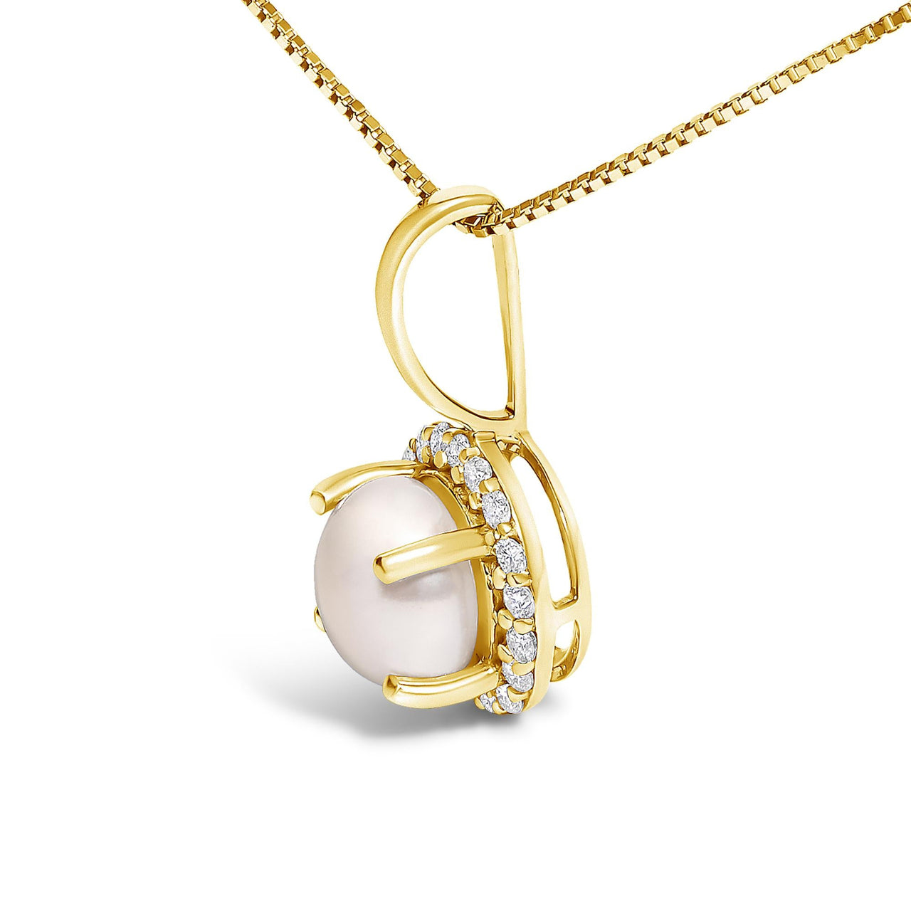 10K Gold Gemstone and 1/10 Cttw Diamond Accent Halo Pendant Necklace