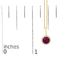 10K Gold Gemstone and 1/10 Cttw Diamond Accent Halo Pendant Necklace