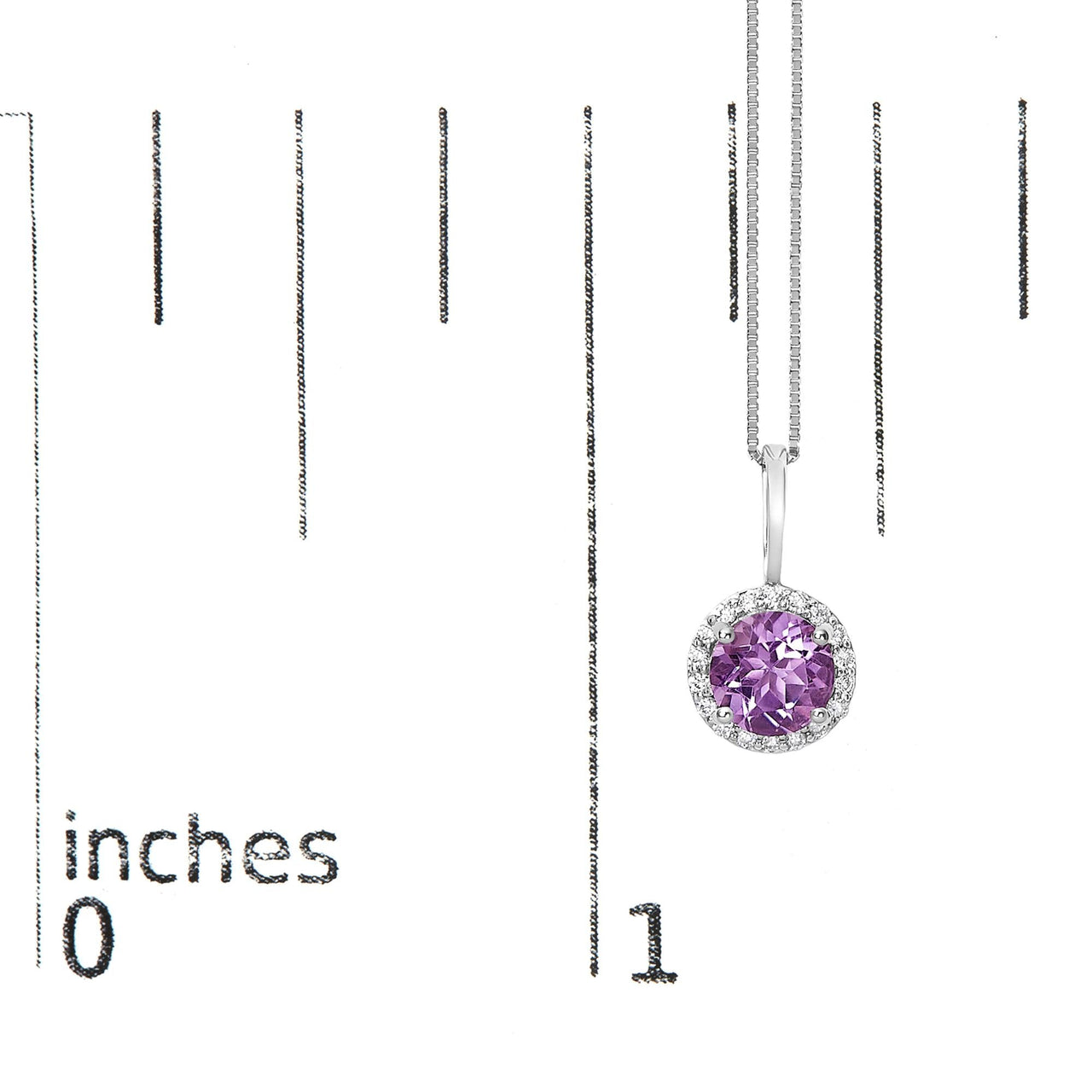 10K Gold Gemstone and 1/10 Cttw Diamond Accent Halo Pendant Necklace