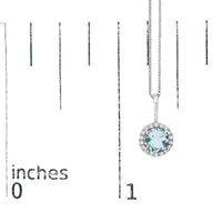 10K Gold Gemstone and 1/10 Cttw Diamond Accent Halo Pendant Necklace