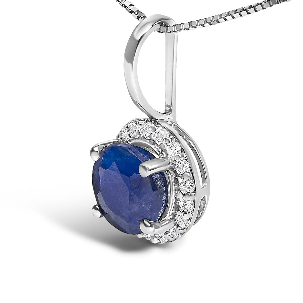 10K Gold Gemstone and 1/10 Cttw Diamond Accent Halo Pendant Necklace