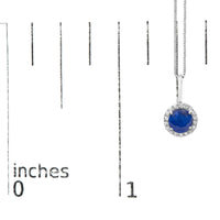 10K Gold Gemstone and 1/10 Cttw Diamond Accent Halo Pendant Necklace