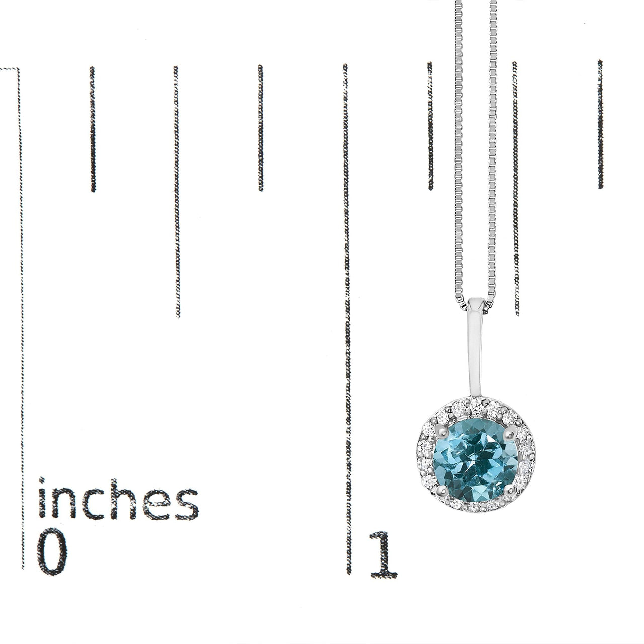 10K Gold Gemstone and 1/10 Cttw Diamond Accent Halo Pendant Necklace