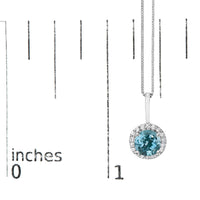 10K Gold Gemstone and 1/10 Cttw Diamond Accent Halo Pendant Necklace