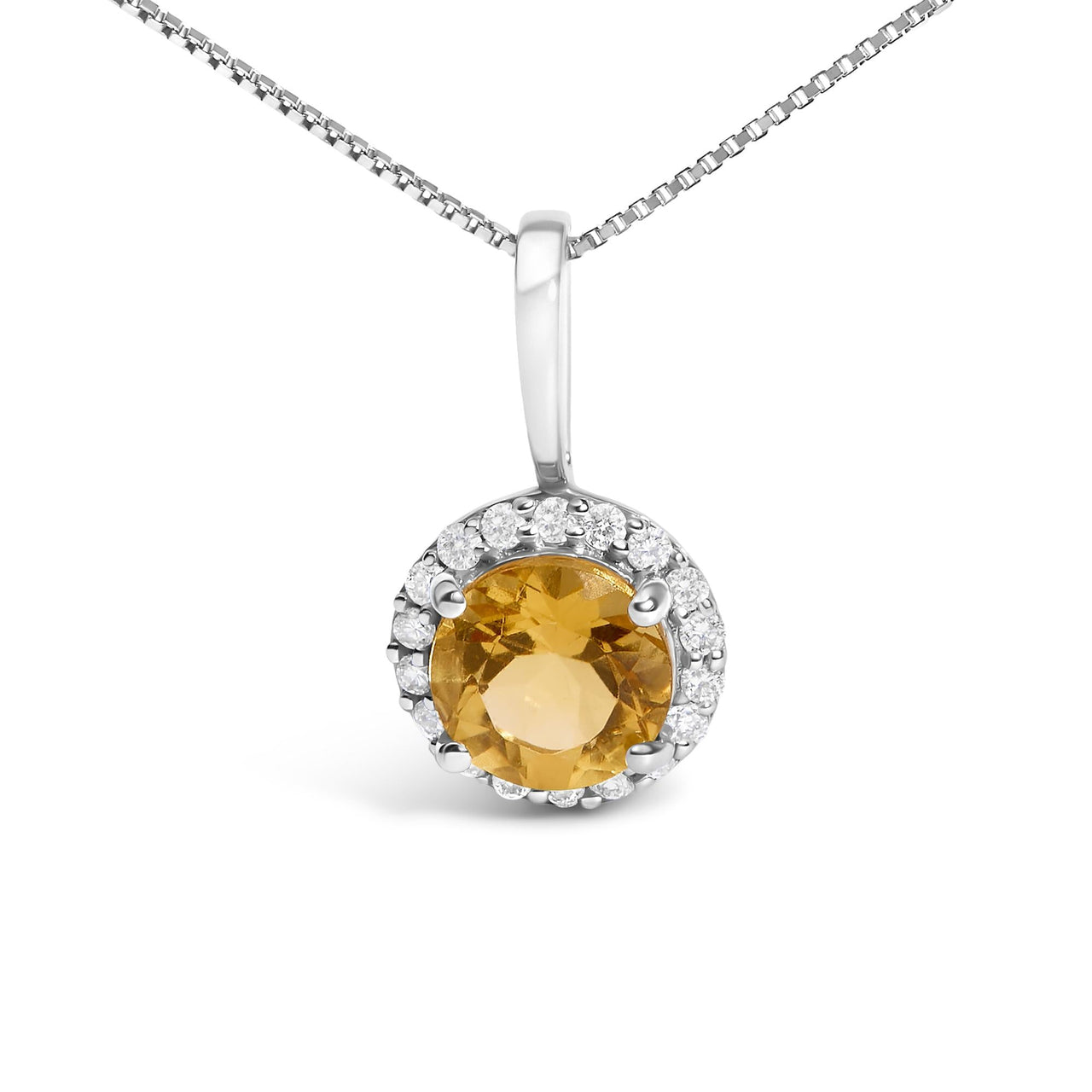 10K Gold Gemstone and 1/10 Cttw Diamond Accent Halo Pendant Necklace