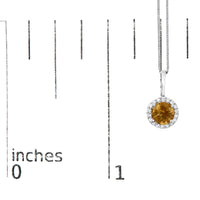 10K Gold Gemstone and 1/10 Cttw Diamond Accent Halo Pendant Necklace