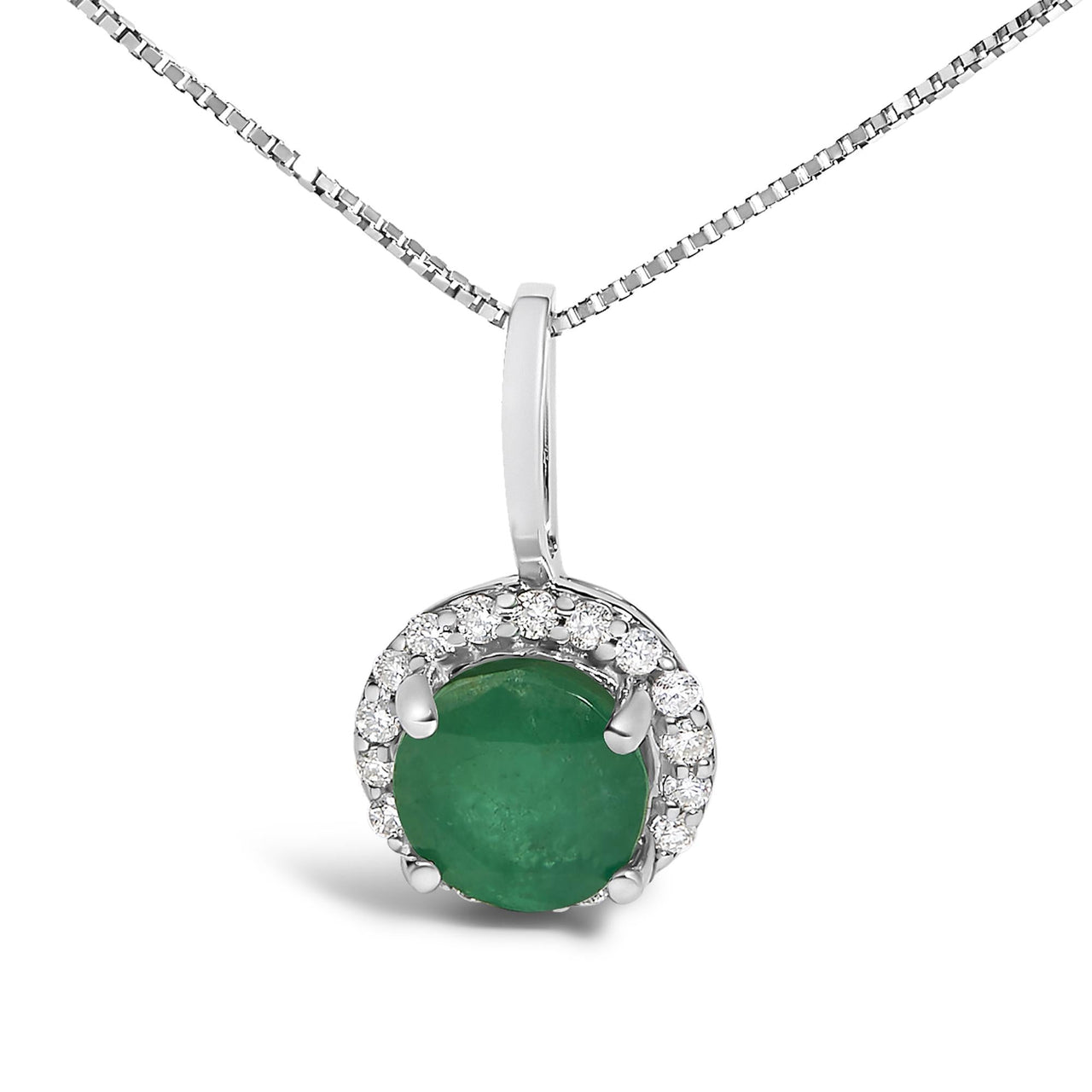 10K Gold Gemstone and 1/10 Cttw Diamond Accent Halo Pendant Necklace