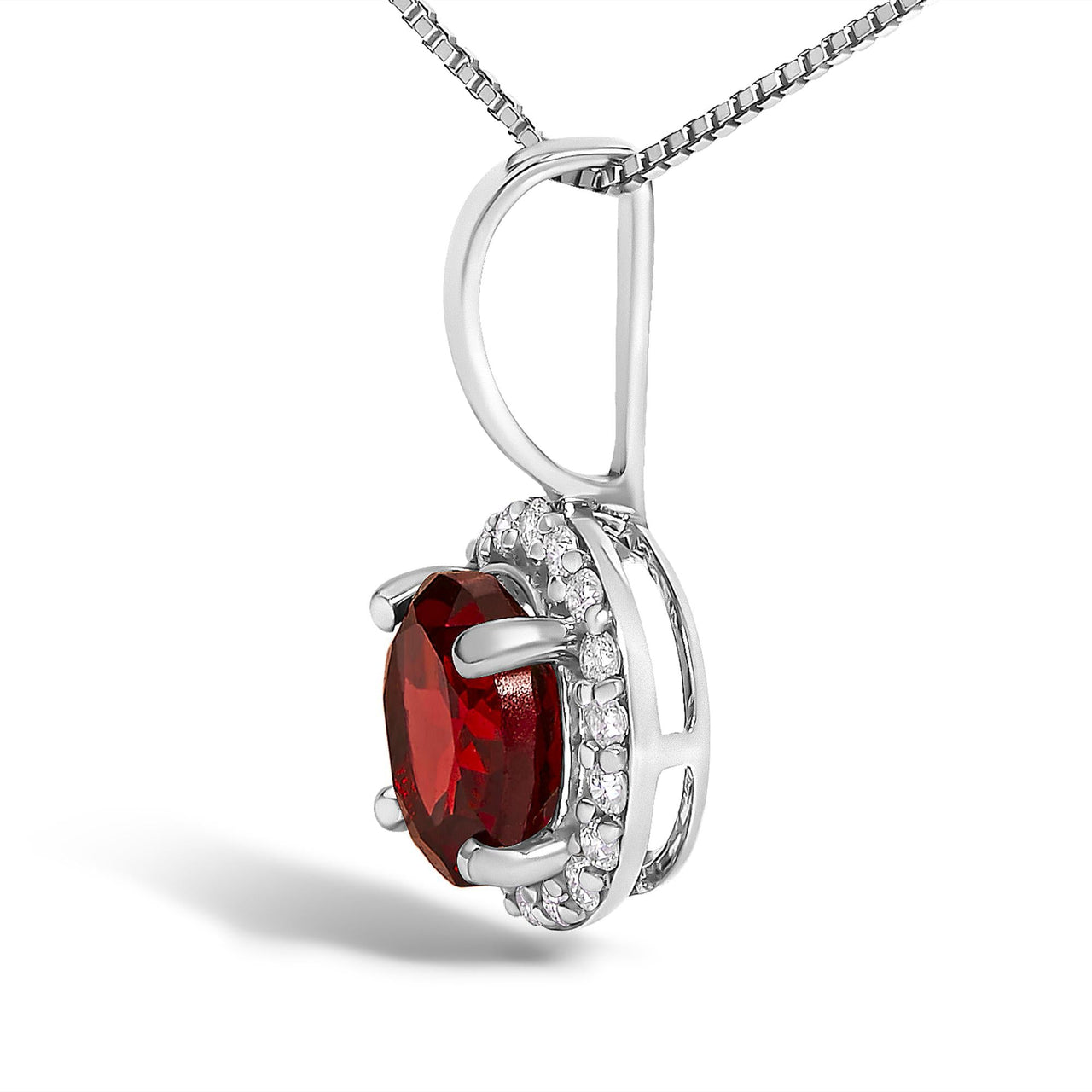 10K Gold Gemstone and 1/10 Cttw Diamond Accent Halo Pendant Necklace