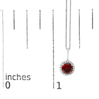 10K Gold Gemstone and 1/10 Cttw Diamond Accent Halo Pendant Necklace
