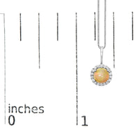 10K Gold Gemstone and 1/10 Cttw Diamond Accent Halo Pendant Necklace