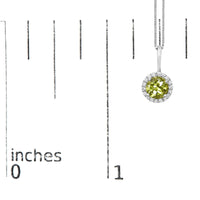 10K Gold Gemstone and 1/10 Cttw Diamond Accent Halo Pendant Necklace