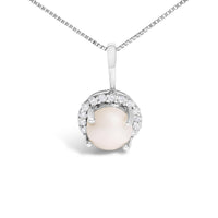 10K Gold Gemstone and 1/10 Cttw Diamond Accent Halo Pendant Necklace