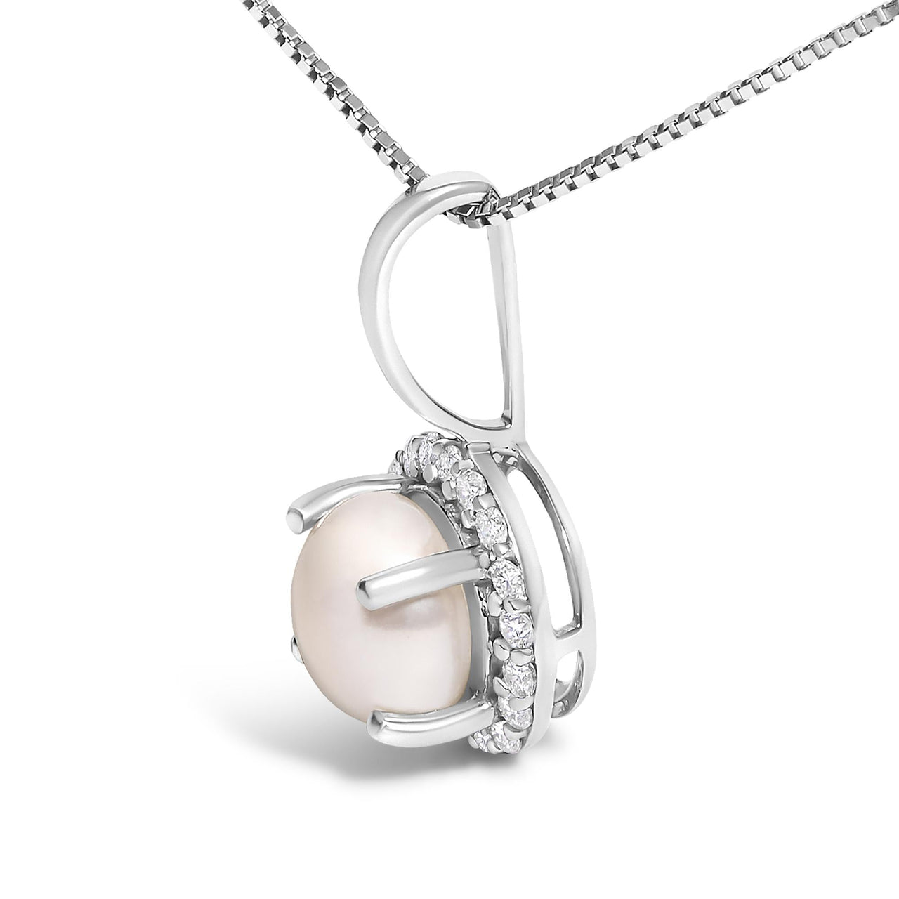 10K Gold Gemstone and 1/10 Cttw Diamond Accent Halo Pendant Necklace