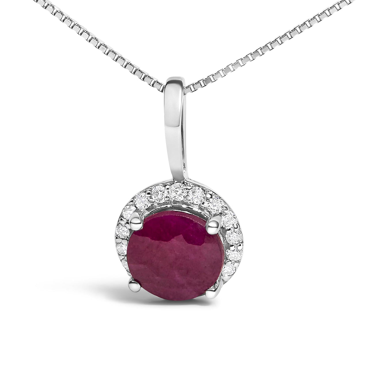 10K Gold Gemstone and 1/10 Cttw Diamond Accent Halo Pendant Necklace