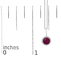 10K Gold Gemstone and 1/10 Cttw Diamond Accent Halo Pendant Necklace