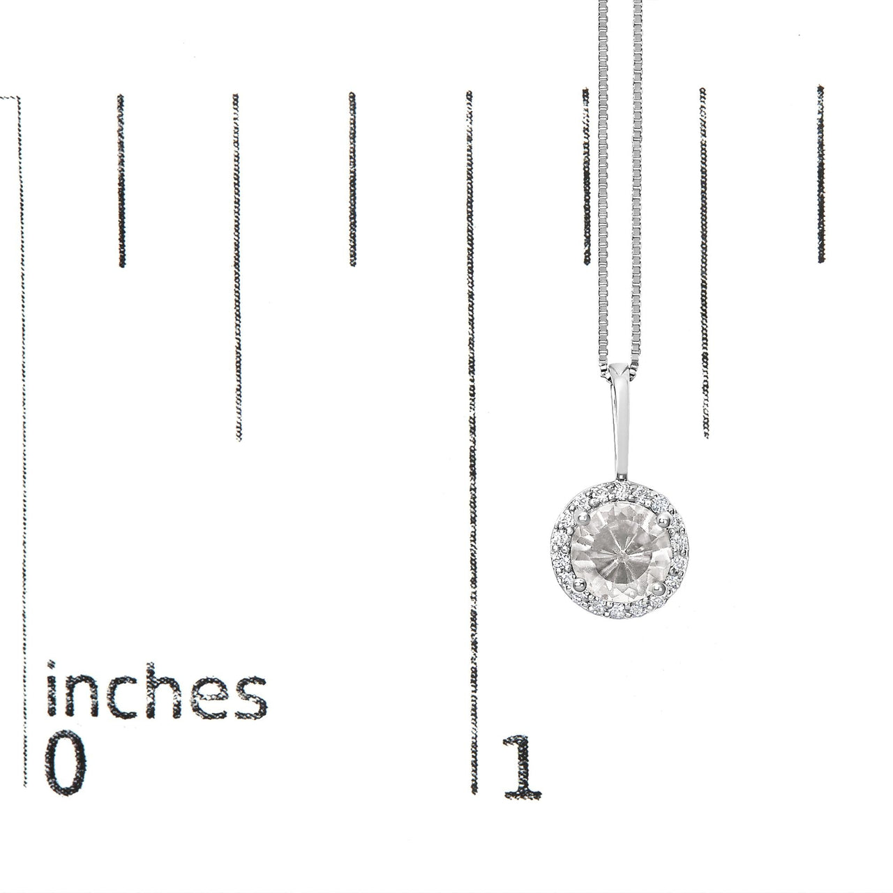 10K Gold Gemstone and 1/10 Cttw Diamond Accent Halo Pendant Necklace