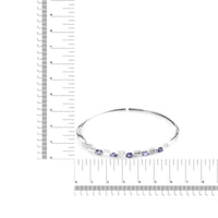 14K Gold Alternating Trillion Tanzanite and 1/3 Cttw Diamond Bangle Bracelet - Size 7