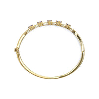 14K Gold Alternating Trillion Tanzanite and 1/3 Cttw Diamond Bangle Bracelet - Size 7