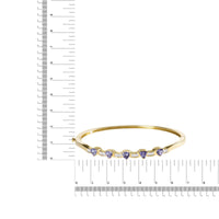 14K Gold Alternating Trillion Tanzanite and 1/3 Cttw Diamond Bangle Bracelet - Size 7