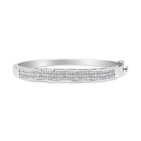 14K White Gold 3 1/3 Cttw Invisible Set Princess-Cut Diamond Wave Bangle Bracelet (H-I Color, SI1-SI2 Clarity) - Size 7