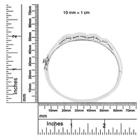 14K White Gold 3 1/3 Cttw Invisible Set Princess-Cut Diamond Wave Bangle Bracelet (H-I Color, SI1-SI2 Clarity) - Size 7