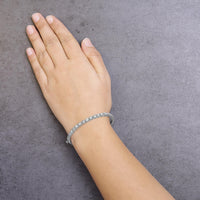 14K White Gold 1 7/8 Cttw Semi Bezel Set Diamond Floral Cluster Bangle Bracelet (H-I Color, SI1-SI2 Clarity) - Fits wrists up to 7.25