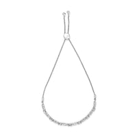 .925 Sterling Silver 1/4 Cttw Diamond Art Deco Milgrain Square Station & Bar Style Adjustable Bolo 6