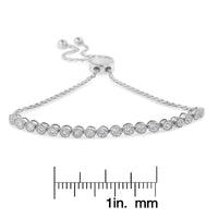 .925 Sterling Silver Miracle-Set Diamond Accented 6”-9” Adjustable Beaded Tennis Bolo Bracelet (H-I Color, I2-I3 Clarity)