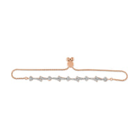 .925 Sterling Silver Diamond Accent Heart and Wave Link Bolo Bracelet (I-J Color, I2-I3 Clarity) - 6