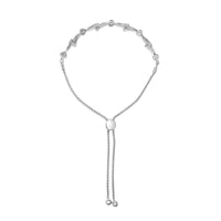 .925 Sterling Silver Diamond Accent Heart and Wave Link Bolo Bracelet (I-J Color, I2-I3 Clarity) - 6