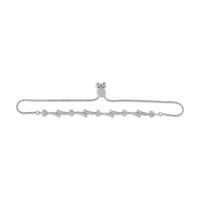 .925 Sterling Silver Diamond Accent Heart and Wave Link Bolo Bracelet (I-J Color, I2-I3 Clarity) - 6