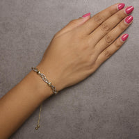 14K Yellow Gold Plated .925 Sterling Silver 1/10 Cttw Diamond Wave and Hearts Bolo Bracelet (I-J Color, I2-I3 Clarity) - 4