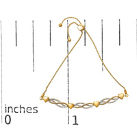 14K Yellow Gold Plated .925 Sterling Silver 1/10 Cttw Diamond Wave and Hearts Bolo Bracelet (I-J Color, I2-I3 Clarity) - 4
