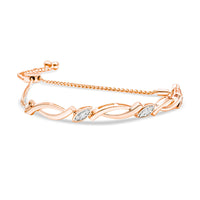.925 Sterling Silver Diamond Accent Alternating Swirl link Bolo Bracelet (I-J Color, I2-I3 Clarity) - 6