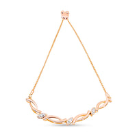 .925 Sterling Silver Diamond Accent Alternating Swirl link Bolo Bracelet (I-J Color, I2-I3 Clarity) - 6