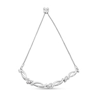 .925 Sterling Silver Diamond Accent Alternating Swirl link Bolo Bracelet (I-J Color, I2-I3 Clarity) - 6