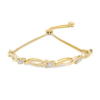 .925 Sterling Silver Diamond Accent Alternating Swirl link Bolo Bracelet (I-J Color, I2-I3 Clarity) - 6