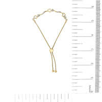 .925 Sterling Silver 1/10 Cttw Diamond Wave and Hearts 4”-10” Adjustable Bolo Bracelet (I-J Color, I3 Clarity)