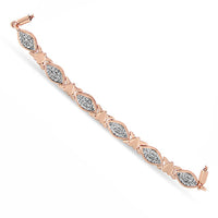 .925 Sterling Silver Diamond Accent Alternating Marquise Shape and Heart Links Bolo Bracelet (I-J Color, I3 Clarity) - Adjustable 6
