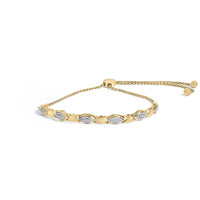 .925 Sterling Silver Diamond Accent Alternating Marquise Shape and Heart Links Bolo Bracelet (I-J Color, I3 Clarity) - Adjustable 6
