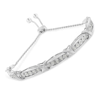 Round-Cut Diamond X & Tapered Bar Miracle-Set Bolo Bracelet (I-J Color, I3 Clarity) - .925 Sterling Silver