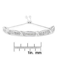 Round-Cut Diamond X & Tapered Bar Miracle-Set Bolo Bracelet (I-J Color, I3 Clarity) - .925 Sterling Silver