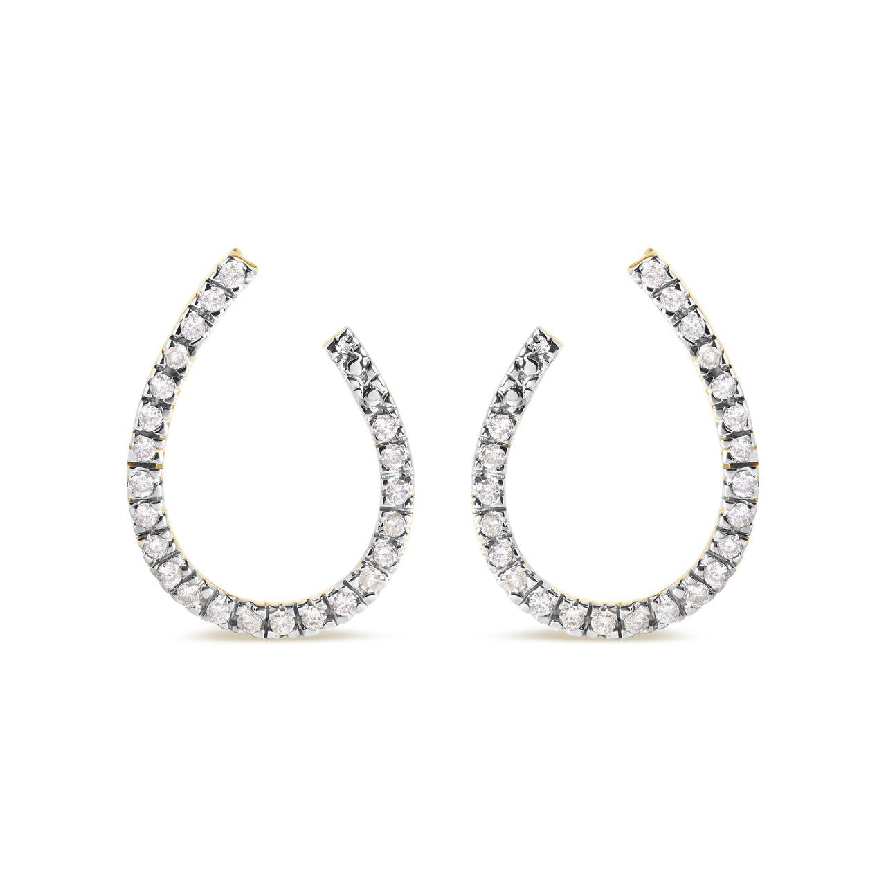 10K Yellow Gold 1/2 cttw Round-cut Diamond Hoop Earrings (H-I Color, I1-I2 Clarity)